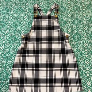 Max Studio Kids Black White Plaid Pinafore Jumper Dress Size 8 Overall Skirt